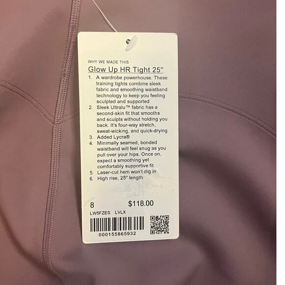 Lululemon Glow Up High-Rise 25" Leggings - Size 8 - Lavender NWT - Picture 5 of 5